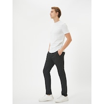 Koton Kumaş Pantolon Desenli Slim Fit Düğmeli Cep Detaylı Antrasit Desenli 4sam40022hw 4SAM40022HW9D3 Antrasit