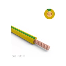 1X6 mm2 SIAF 10 AWG Yumuşak Silikon Kablo 1 Metre - Sarı yeşil
