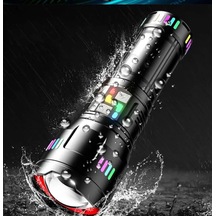 Zenvia Pro F-3002 Alüminyum Tg Led Gece Şeritli Type-c Şarjlı El Feneri Znv2026 Çok Renkli