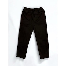 Zekids Erkek Çocuk Bel Lastikli Düz Paça Pantolon-14507 Siyah