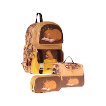 Kaukko Kids Clever Kahverengi Renk Erkek Çocuk Üçlü İlkokul Okul Çantası Seti/takımı - Setkk-l5384a