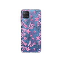 Samsung Galaxy Uyumlu M12 Kapak Floral Pembe Tasarımlı Şeffaf Silikon Kılıf