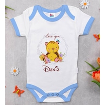 Bitmeyenkartus Bk Kids Kişiye Özel Mavi Bebek Body Zıbın - Model 128 Çok Renkli