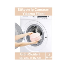 Özel Üretim Kumaş Fermuarlı Dayanıklı Çamaşır Yıkama Filesi Sütyen Yıkama Torbası 2'li Paket 20x15cm Çok Renkli