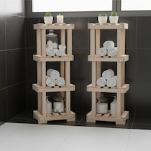 Ahşap Çiçeklik Standı 4 Katlı Saksı Standı Dekoratif Ahşap Raf 120 Cm Kitaplık Bahçe Balkon Standı Bej