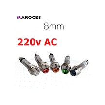 Ic-225 220V Ac 8Mm Sinyal Lambası Metal Led Lamba 5 Adet-Yeşil