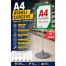 10 Adet - A4 Ayaklı Çerçeve Seti Yuvarlak Tabanlı Teleskopik Fiyat Etiketi Standı Yeşil
