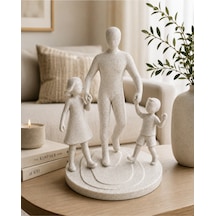 Babalar Günü Hediyesi Baba Çocuk Figürlü Dekoratif Obje Aile Biblosu Pla 12x9 Cm