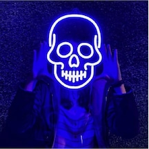 Mavi Neon Led Işık Kuru Kafa Gece Lambası Renkli