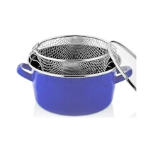 Lüks İtalyan Emaye Kızartma Tenceresi 22 Cm 3,5 Lt Renkli
