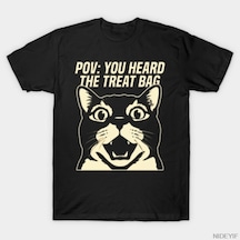 Flood Of Style Pov Treat Bag Kedi T-shirt Erkekler Kadınlar Için % 100% Pamuklu Tişörtler Kısa Kollu Üstler Çok Renkli