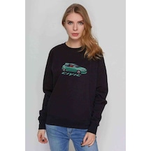 Hackback Cıvıc Baskılı Siyah Kadın Sweashirt
