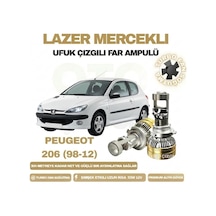 Peugeot 206 1998 - 2012 Mercek Led Ufuk Çizgili Far Ampulü Led Şimşek Etkili