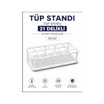 Tüp Standı - Tüp Sporu - 21 Delikli - 30 Mm Tüpler İçin - Beyaz