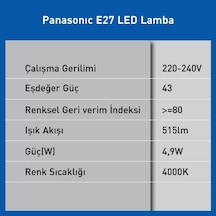 Led Lamba, Gün Işığı E27 4,9w 515lm 4000k