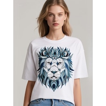 Aslan Oversize Unisex T-shirt Beyaz