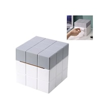 Sones Küp Mendil Kutusu Masaüstü Saklama Kutusu Beyaz+gri Diğer