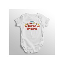 Babylimon Bayram Şekeriniz Yazılı Baskılı Bebek Zıbını Beyaz - 132150664 Beyaz