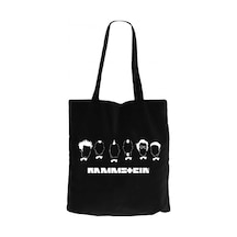 Rammstein Drawing Siyah Kanvas Bez Çanta Siyah