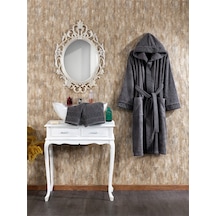 Finezza Luna %100 Pamuk Bornoz Seti Koyu Gri 3 Parça - 524