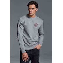 Altered Carbon Logo Eskitme Baskılı Gri Melanj Erkek Örme Sweat (528615625)