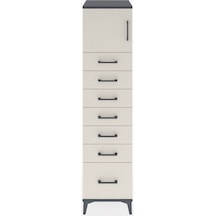 Hyperion Dolap Tek Raflı 7 Çekmeceli Tek Kapaklı 44x44x182 Antrasit-aytaşı Antrasit