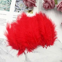 100 Adet Kırmızı Kuş Tüyü Decor Vıp Red Bırd Feather Kırmızı Şeffaf Balon Tüyü Kırmızı Süsleme Tüyü