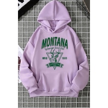 Uyguntarz Unisex Montana Baskılı Sweatshirt Lila