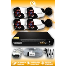 Elitcam 4 Kameralı Panda 4 Dış Kamera Set HDD'siz Full HD Gece Görüşlü Güvenlik Kamerası Sistemi
