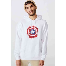 Captain America Shield Baskılı Beyaz Erkek Örme Kapşonlu Sweat Captain America Shield Baskılı Beyaz Erkek Örme Kapşonlu Sweat