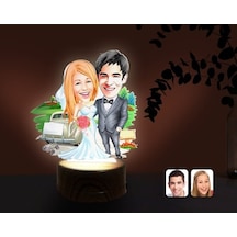 Kişiye Özel Evleniyoruz Karikatürlü Dekoratif 3D Biblo Led Işıklı (481495097)