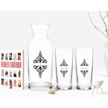 Kişiye Özel Renkli Baskılı İsimli İkili Rakı Bardağı Karaf Ve Cep Kitabı Hediye Seti-110