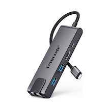 Lemorele Tc24, 5 İn 1 Çoğaltıcı Hub - 1x Rj45 İnternet 2x Usb 3.0 4k Hdmı Ve Type-c Pd Şarj Girişli Çoklayıcı