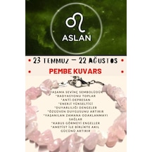 Gümüştel El Sanatları Sertifikalı Burç Taşı Aslan Burcu Pembe Kuvars Taşı Bileklik Pembe