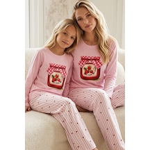 Siyah İnci Pamuklu Likralı Örme Pijama Takım26241163 Pembe