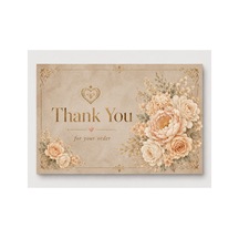 Floral Gold Teşekkür Kartı Premium Paket Içi Thank You Card 100 Adet - Kahverengi - 072
