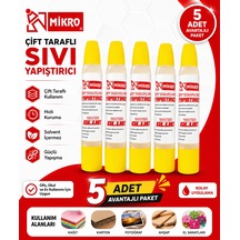 Mikro Çift Taraflı Sıvı Yapıştırıcı 5 Adet Güçlü Yapışma Hızlı Kuruyan Kağıt Karton Ahşap Tutkalı