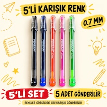 Pensan Renkli Tükenmez Kalem 5li 0.7mm Karışık Renk Çok Renkli