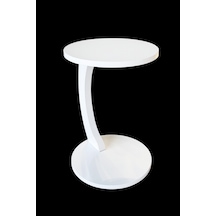 Cereste Gizli Tekerlekli C Yan Sehpa Mdf Beyaz