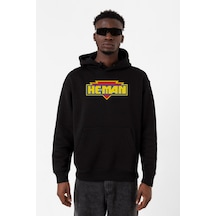 He Man Logo Siyah Erkek 3ip Kapşonlu Sweatshirt Siyah