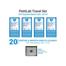 Petitlab Travel Set 20'li Şase Yüz Temizleme Jeli Organizatör Çanta Hediyeli Mavi
