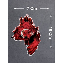 Kurt Gökbörü Ay Yıldızlı Kurt Sticker - Türk Gökbörü Börü Göktük Turan Sticker - 00244 10x7 Cm