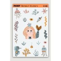 Sevimli Deniz Kızı Sticker Seti - 20 Adet Etiket Çıkartma Diğer