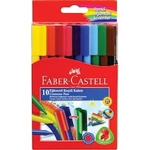 Faber-Castell Eğlenceli Keçeli Kalem 10 Renk, Dayanıklı ve Parlak Renkler, Su Bazlı Mürekkep,  Bağlanabilir Kapak