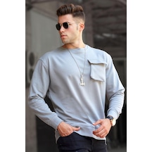 About Blank Madmext Boyalı Gri Bisiklet Yaka Sweatshirt 5320,boyalı Gri S Acı Kahverengi