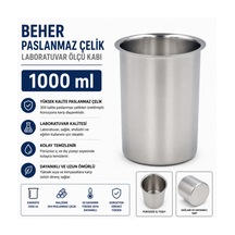 Beher Paslanmaz Çelik 1000 Ml - Laboratuvar Ölçü Kabı 1 Litre