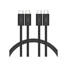 2'li Örgülü Usb-c - Usb-c Kablo, 1,5 M, 240 W, Yumuşak, Esnek Ve Hızlı Şarj Kablosu, İphone 17 Ve 16 Serisi, Galaxy S25, Pixel 10, İpad Pro Ve Daha Fazlasıyla Uyumlu, Siyah