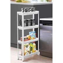 Slim 4 Katlı Tekerlekli Raf Ünitesi - Dar Alanlar İçin Mutfak Ve Banyo Organizer - Baharatlık Ve Havluluk Düzenleyi Çok Renkli