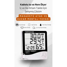 Lexroo Htc-2 Dijital Termometre Saat Nem Ve Sıcaklık Ölçer Iç Dış Mekan