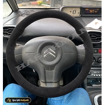 Citroen C3 Picasso Dikme Direksiyon Kılıfı Alcantara Süet Monza Black 2009-2017 Siyah